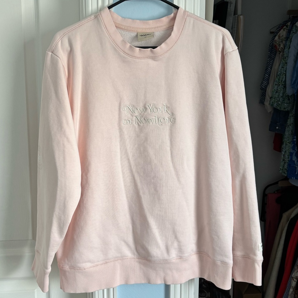 New York or Nowhere Pink Matching Crewneck and Sweatpants Set L/XL